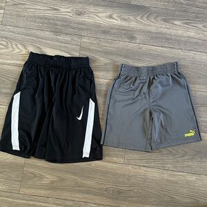 Nike Black and Puma Gray Kids Shorts Duo